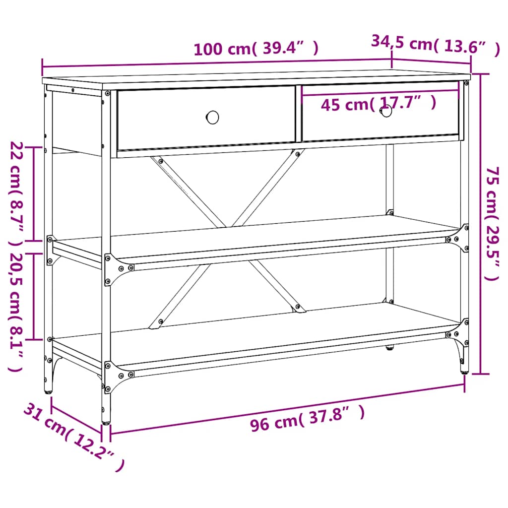 Console Table with Drawers&Shelves Sonoma Oak Engineered Wood