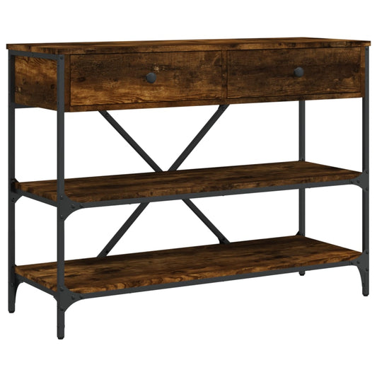 Console Table with Drawers and Shelves Smoked Oak Engineered Wood Console Table with Drawers and Shelves Smoked Oak Engineered Wood