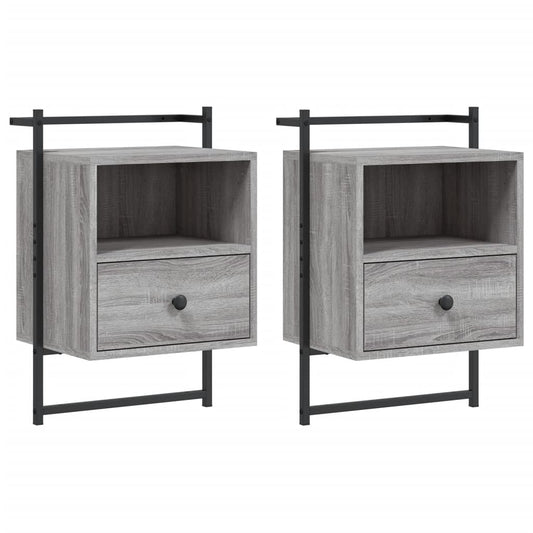 Bedside Cabinets Wall-mounted 2 pcs Grey Sonoma 40x30x61 cm Engineered Wood Bedside Cabinets Wall-mounted 2 pcs Grey Sonoma 40x30x61 cm Engineered Wood