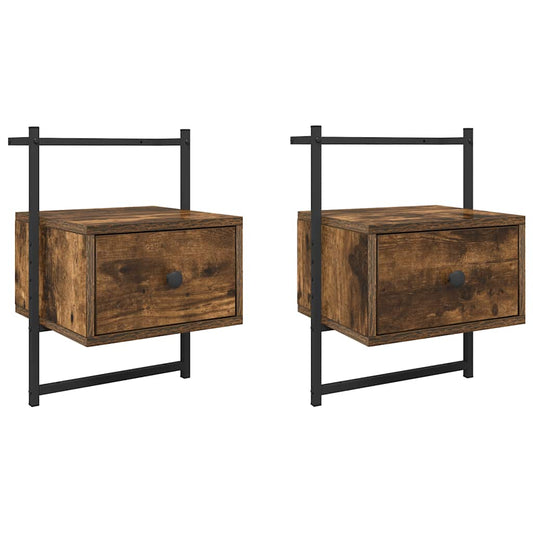 Bedside Cabinets Wall-mounted 2 pcs Smoked Oak 35x30x51 cm Engineered Wood Bedside Cabinets Wall-mounted 2 pcs Smoked Oak 35x30x51 cm Engineered Wood