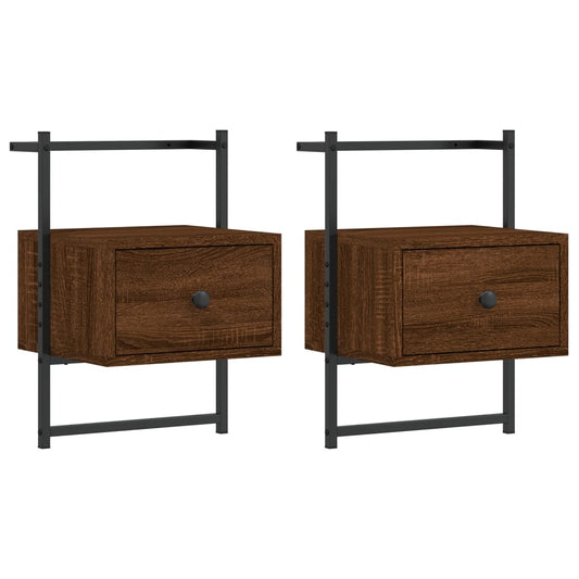 Bedside Cabinets Wall-mounted 2 pcs Brown Oak 35x30x51 cm Engineered Wood Bedside Cabinets Wall-mounted 2 pcs Brown Oak 35x30x51 cm Engineered Wood