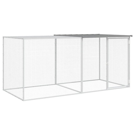 Chicken Cage with Roof Light Grey 203x98x90 cm Galvanised Steel Chicken Cage with Roof Light Grey 203x98x90 cm Galvanised Steel