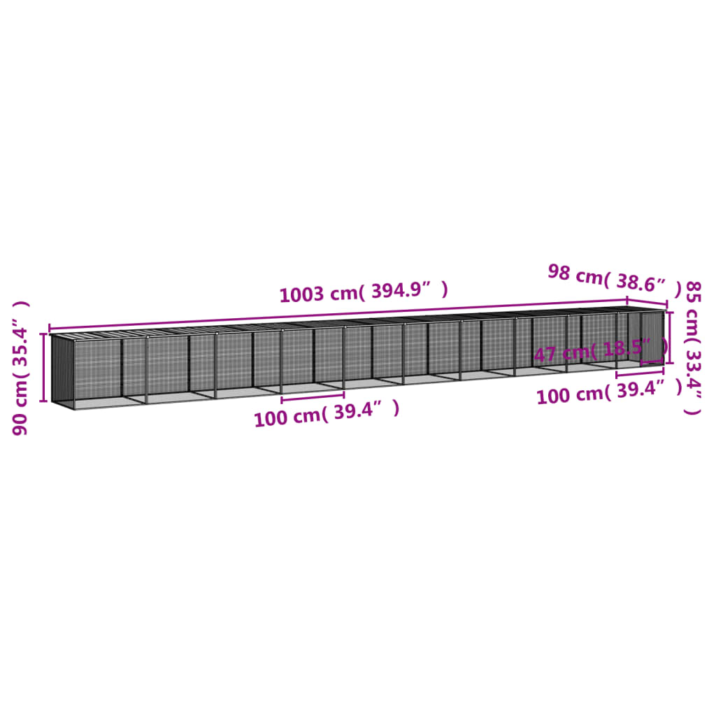 Chicken Cage with Roof Anthracite 1003x98x90cm Galvanised Steel