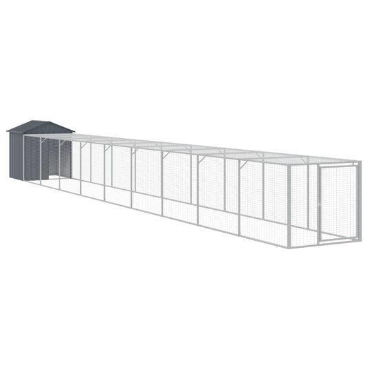 Chicken Cage with Run Anthracite 117x1017x123 cm Galvanised Steel Chicken Cage with Run Anthracite 117x1017x123 cm Galvanised Steel