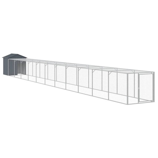 Chicken Cage with Run Anthracite 117x1221x123 cm Galvanised Steel Chicken Cage with Run Anthracite 117x1221x123 cm Galvanised Steel