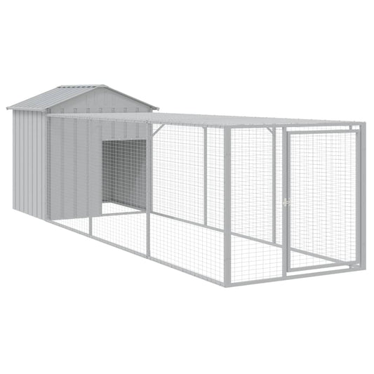 Chicken Cage with Run Light Grey 117x405x123 cm Galvanised Steel Chicken Cage with Run Light Grey 117x405x123 cm Galvanised Steel
