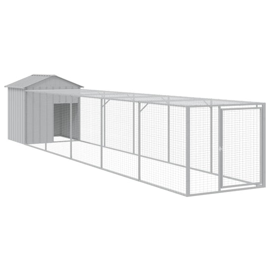 Chicken Cage with Run Light Grey 117x609x123 cm Galvanised Steel Chicken Cage with Run Light Grey 117x609x123 cm Galvanised Steel