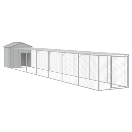 Chicken Cage with Run Light Grey 117x813x123 cm Galvanised Steel Chicken Cage with Run Light Grey 117x813x123 cm Galvanised Steel