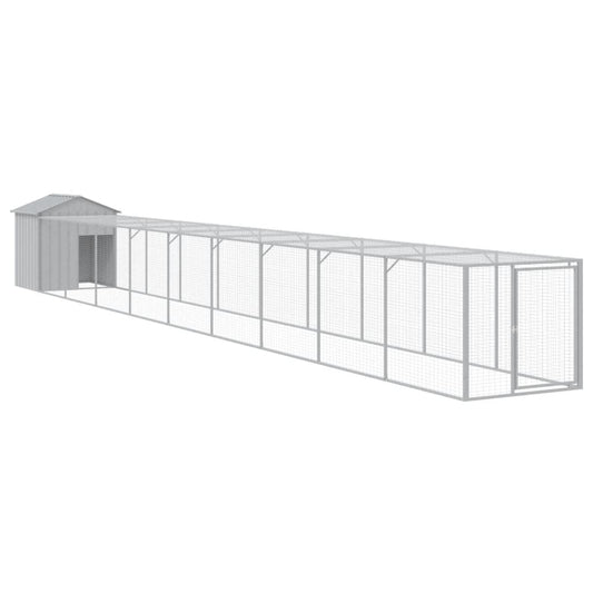 Chicken Cage with Run Light Grey 117x1017x123 cm Galvanised Steel Chicken Cage with Run Light Grey 117x1017x123 cm Galvanised Steel