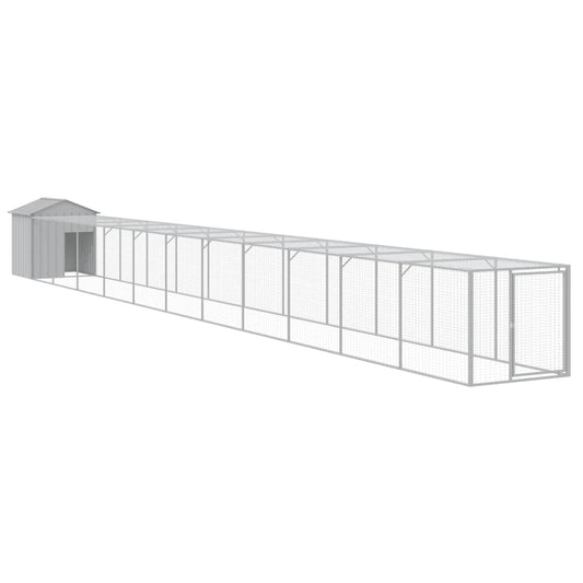 Chicken Cage with Run Light Grey 117x1221x123 cm Galvanised Steel Chicken Cage with Run Light Grey 117x1221x123 cm Galvanised Steel