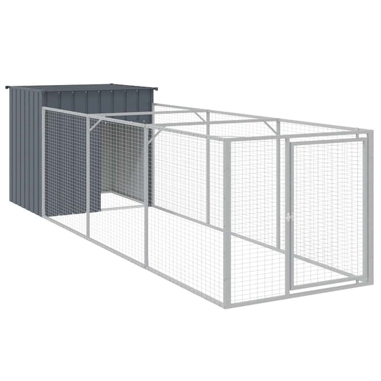 Dog House with Run Anthracite 110x405x110 cm Galvanised Steel Dog House with Run Anthracite 110x405x110 cm Galvanised Steel