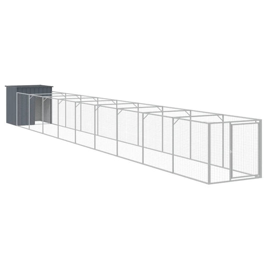 Dog House with Run Anthracite 110x1017x110 cm Galvanised Steel Dog House with Run Anthracite 110x1017x110 cm Galvanised Steel