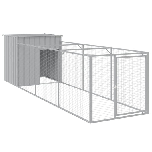 Dog House with Run Light Grey 110x405x110 cm Galvanised Steel Dog House with Run Light Grey 110x405x110 cm Galvanised Steel
