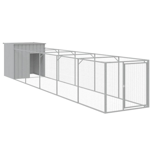 Dog House with Run Light Grey 110x609x110 cm Galvanised Steel Dog House with Run Light Grey 110x609x110 cm Galvanised Steel