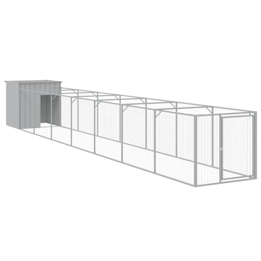 Dog House with Run Light Grey 110x813x110 cm Galvanised Steel Dog House with Run Light Grey 110x813x110 cm Galvanised Steel