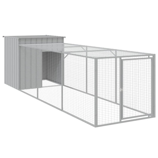 Chicken Cage with Run Light Grey 110x405x110 cm Galvanised Steel Chicken Cage with Run Light Grey 110x405x110 cm Galvanised Steel