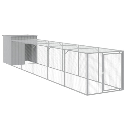 Chicken Cage with Run Light Grey 110x609x110 cm Galvanised Steel Chicken Cage with Run Light Grey 110x609x110 cm Galvanised Steel