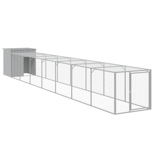 Chicken Cage with Run Light Grey 110x813x110 cm Galvanised Steel Chicken Cage with Run Light Grey 110x813x110 cm Galvanised Steel