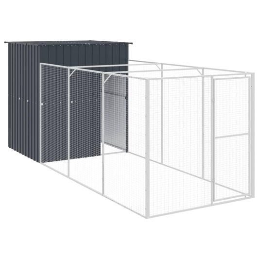 Dog House with Run Anthracite 165x455x181 cm Galvanised Steel Dog House with Run Anthracite 165x455x181 cm Galvanised Steel