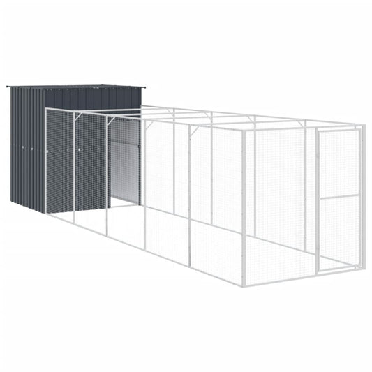 Dog House with Run Anthracite 165x659x181 cm Galvanised Steel Dog House with Run Anthracite 165x659x181 cm Galvanised Steel