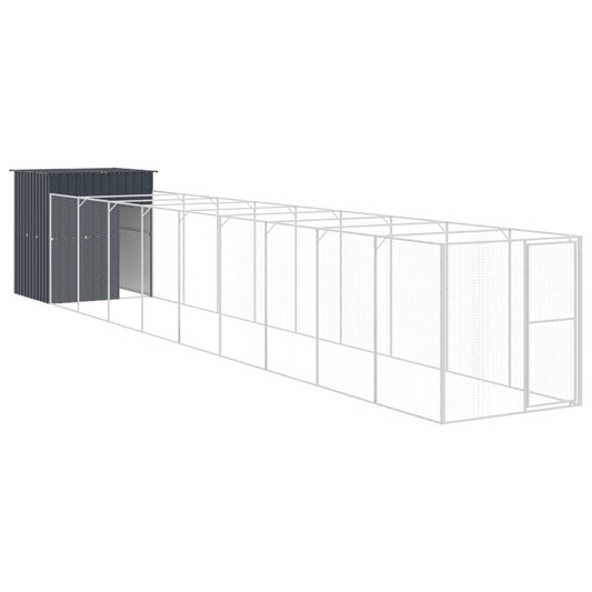 Dog House with Run Anthracite 165x1067x181 cm Galvanised Steel Dog House with Run Anthracite 165x1067x181 cm Galvanised Steel