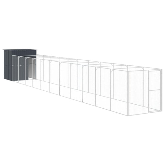 Dog House with Run Anthracite 165x1271x181 cm Galvanised Steel Dog House with Run Anthracite 165x1271x181 cm Galvanised Steel
