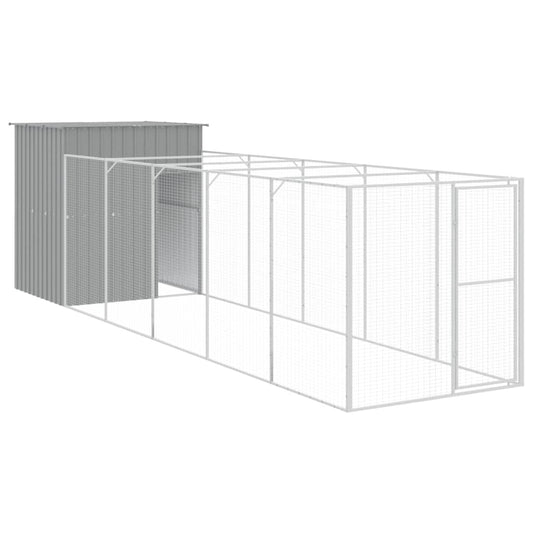 Dog House with Run Light Grey 165x659x181 cm Galvanised Steel Dog House with Run Light Grey 165x659x181 cm Galvanised Steel