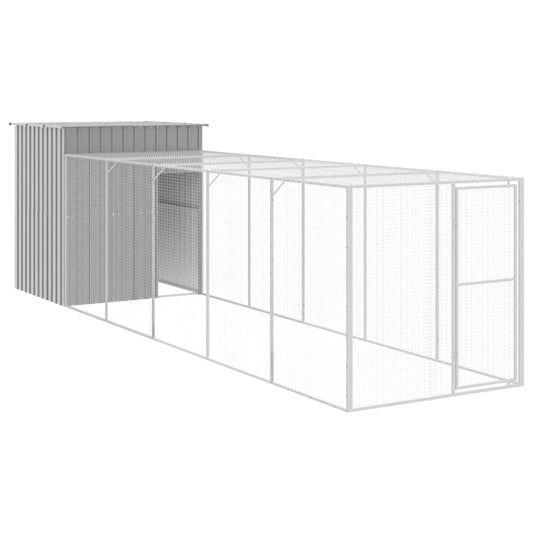 Chicken Cage with Run Light Grey 165x659x181 cm Galvanised Steel Chicken Cage with Run Light Grey 165x659x181 cm Galvanised Steel