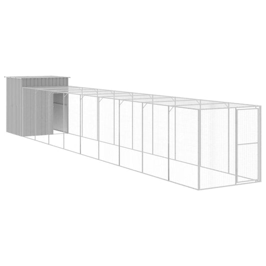 Chicken Cage with Run Light Grey 165x1067x181 cm Galvanised Steel Chicken Cage with Run Light Grey 165x1067x181 cm Galvanised Steel