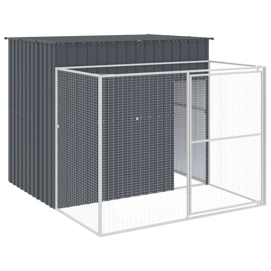 Dog House with Run Anthracite 214x253x181 cm Galvanised Steel Dog House with Run Anthracite 214x253x181 cm Galvanised Steel
