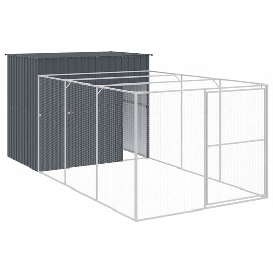 Dog House with Run Anthracite 214x457x181 cm Galvanised Steel Dog House with Run Anthracite 214x457x181 cm Galvanised Steel