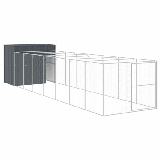 Dog House with Run Anthracite 214x865x181 cm Galvanised Steel Dog House with Run Anthracite 214x865x181 cm Galvanised Steel
