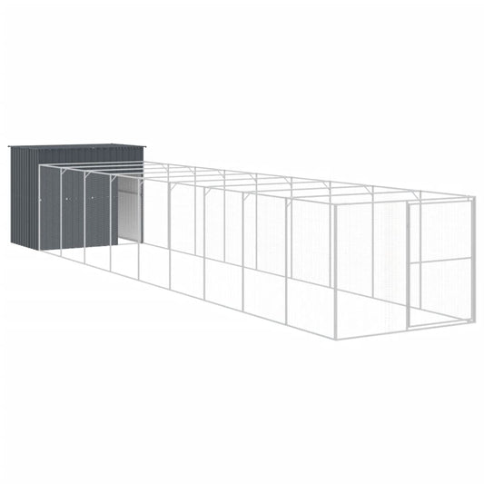 Dog House with Run Anthracite 214x1069x181 cm Galvanised Steel Dog House with Run Anthracite 214x1069x181 cm Galvanised Steel