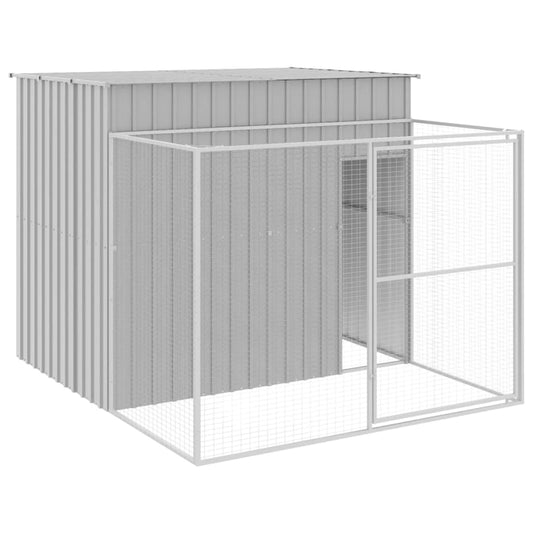 Dog House with Run Light Grey 214x253x181 cm Galvanised Steel Dog House with Run Light Grey 214x253x181 cm Galvanised Steel