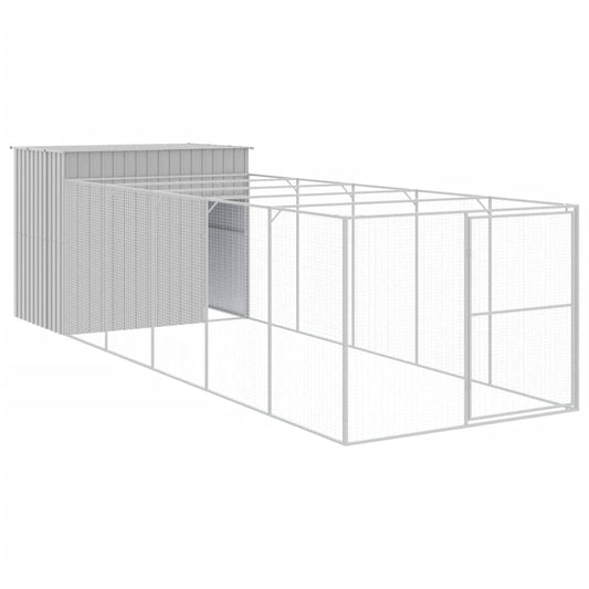 Dog House with Run Light Grey 214x661x181 cm Galvanised Steel Dog House with Run Light Grey 214x661x181 cm Galvanised Steel