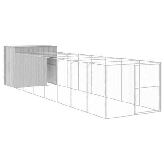Dog House with Run Light Grey 214x865x181 cm Galvanised Steel Dog House with Run Light Grey 214x865x181 cm Galvanised Steel