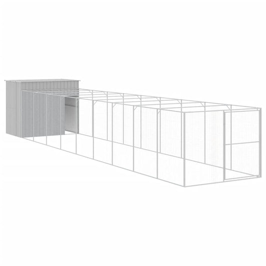 Dog House with Run Light Grey 214x1069x181 cm Galvanised Steel Dog House with Run Light Grey 214x1069x181 cm Galvanised Steel
