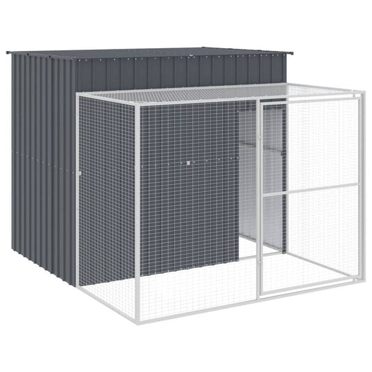 Dog House with Run Anthracite 214x253x181 cm Galvanised Steel Dog House with Run Anthracite 214x253x181 cm Galvanised Steel