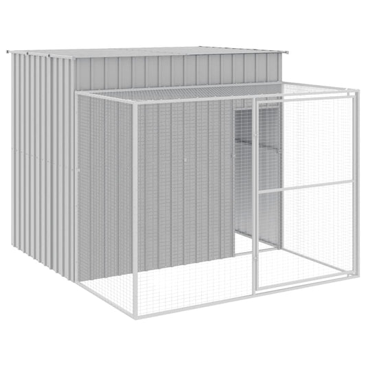 Dog House with Run Light Grey 214x253x181 cm Galvanised Steel Dog House with Run Light Grey 214x253x181 cm Galvanised Steel