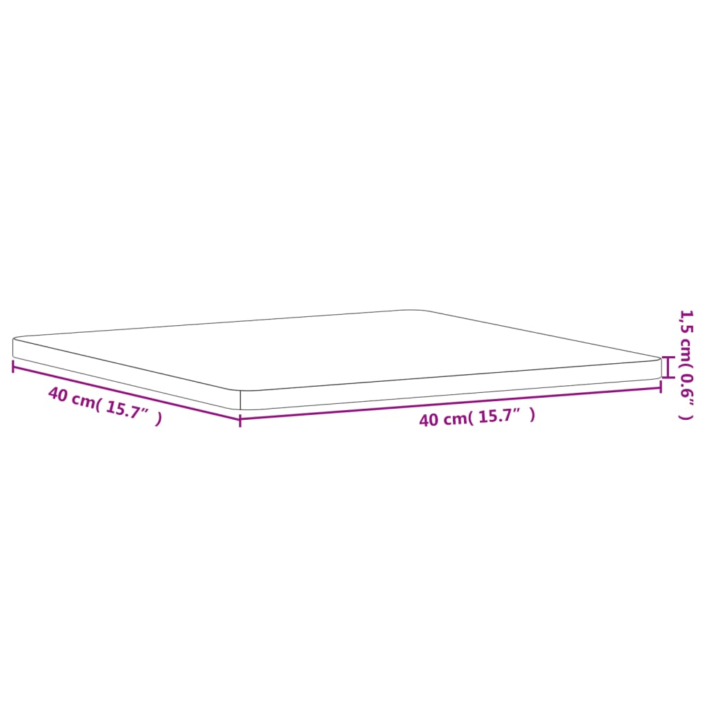 Table Top 40x40x1.5 cm Square Solid Wood Beech