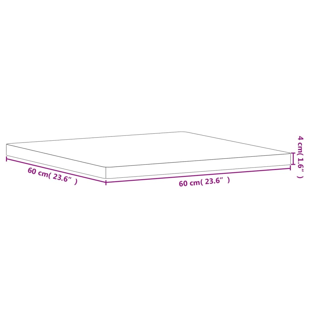 Table Top 60x60x4 cm Square Solid Wood Beech