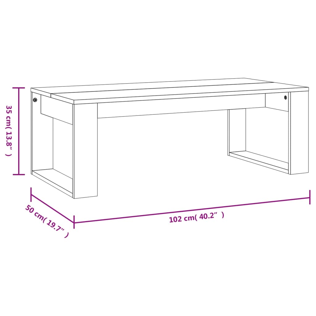 Coffee Table Grey Sonoma 102x50x35 cm Engineered Wood
