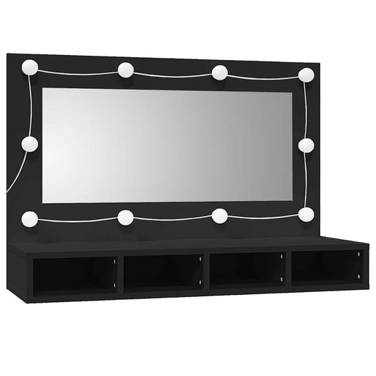 Mirror Cabinet with LED Black 90x31.5x62 cm Mirror Cabinet with LED Black 90x31.5x62 cm