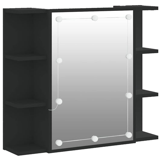 Mirror Cabinet with LED Black 70x16.5x60 cm Mirror Cabinet with LED Black 70x16.5x60 cm