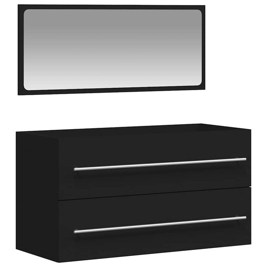Bathroom Cabinet with Mirror Black Engineered Wood Bathroom Cabinet with Mirror Black Engineered Wood