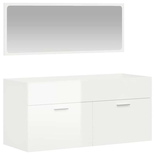 Bathroom Cabinet with Mirror High Gloss White Engineered Wood Bathroom Cabinet with Mirror High Gloss White Engineered Wood