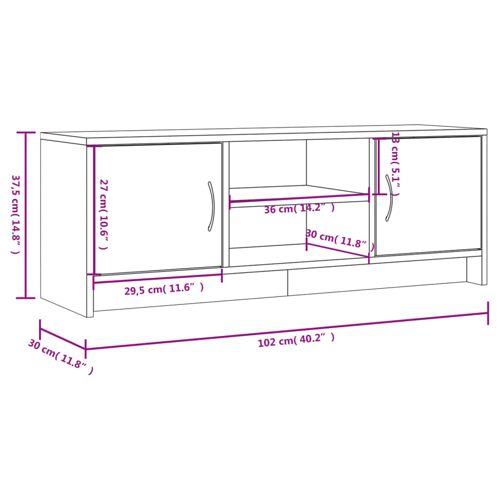 TV Cabinet Sonoma Oak 102x30x37,5 cm Engineered Wood