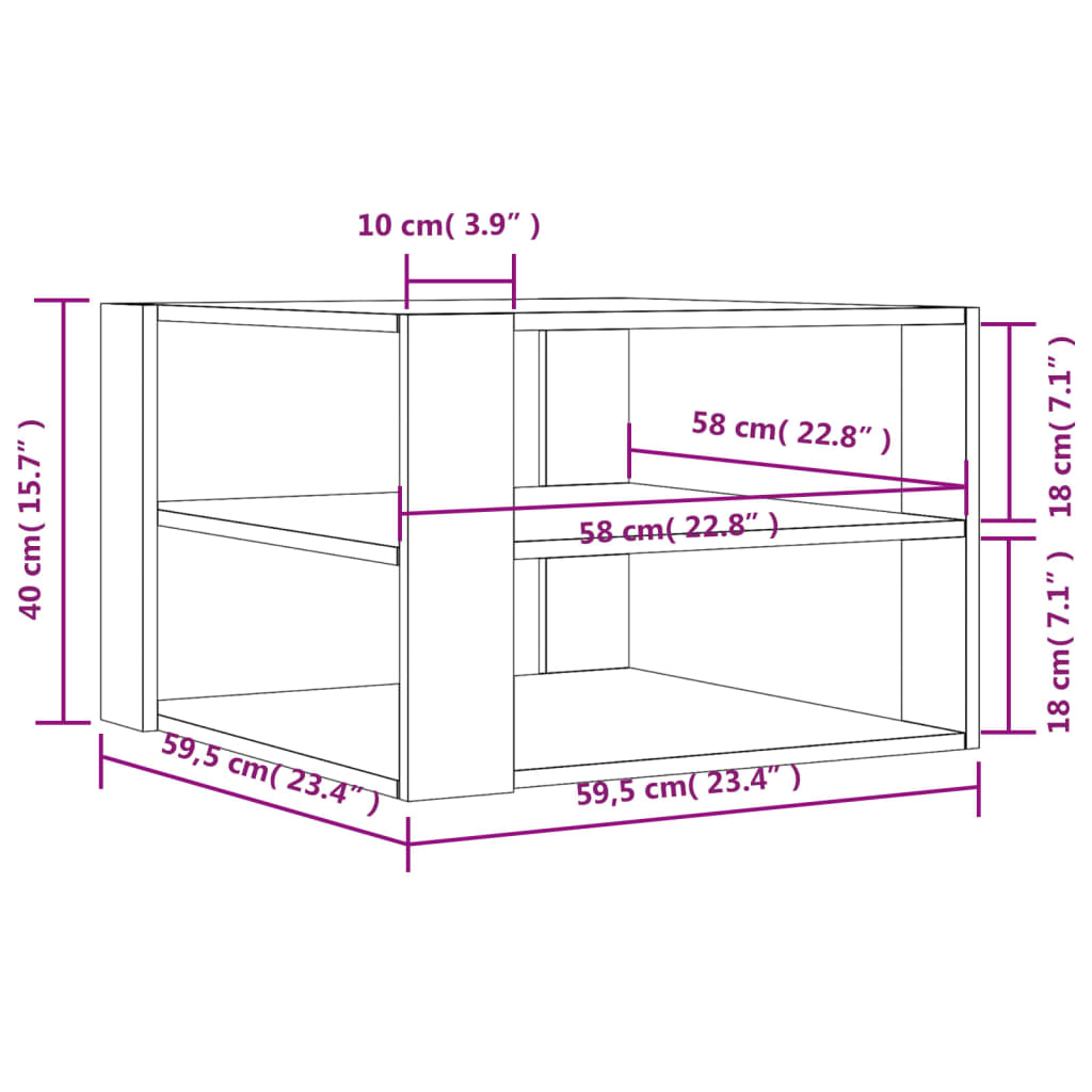 Coffee Table Sonoma Oak 58x58x40 cm Engineered Wood
