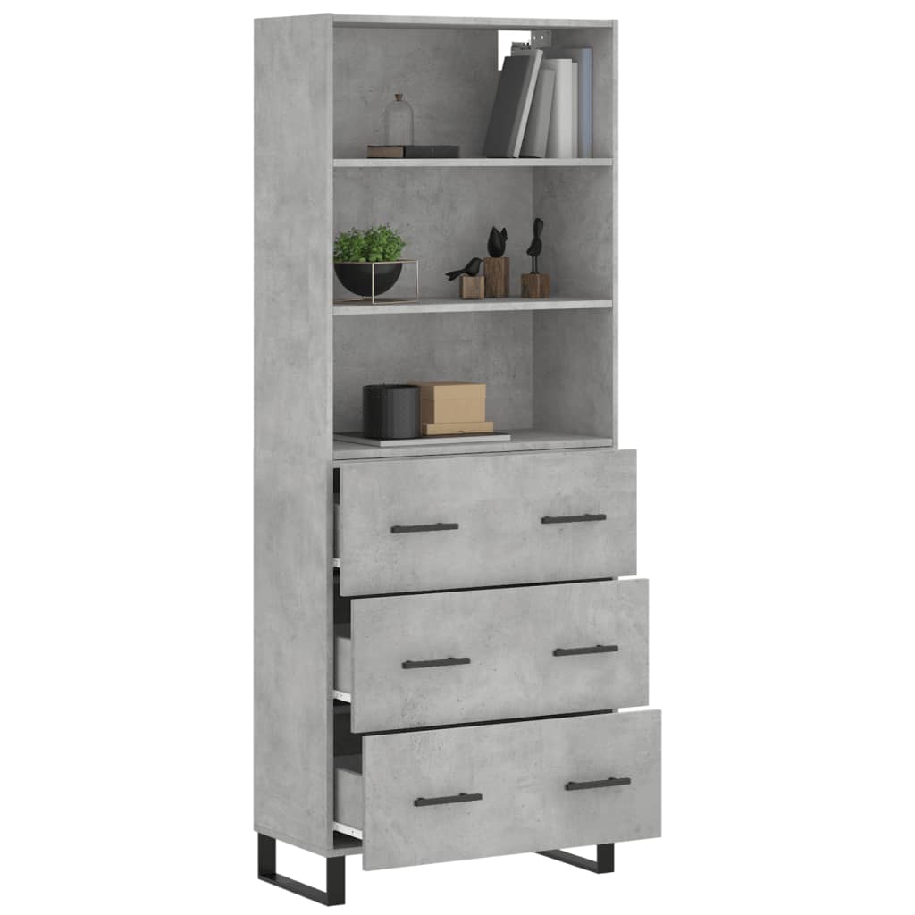 Highboard Concrete Grey 69,5x34x180 cm Engineered Wood