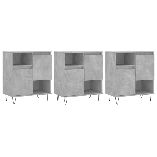 Sideboards 3 pcs Concrete Grey Engineered Wood Sideboards 3 pcs Concrete Grey Engineered Wood